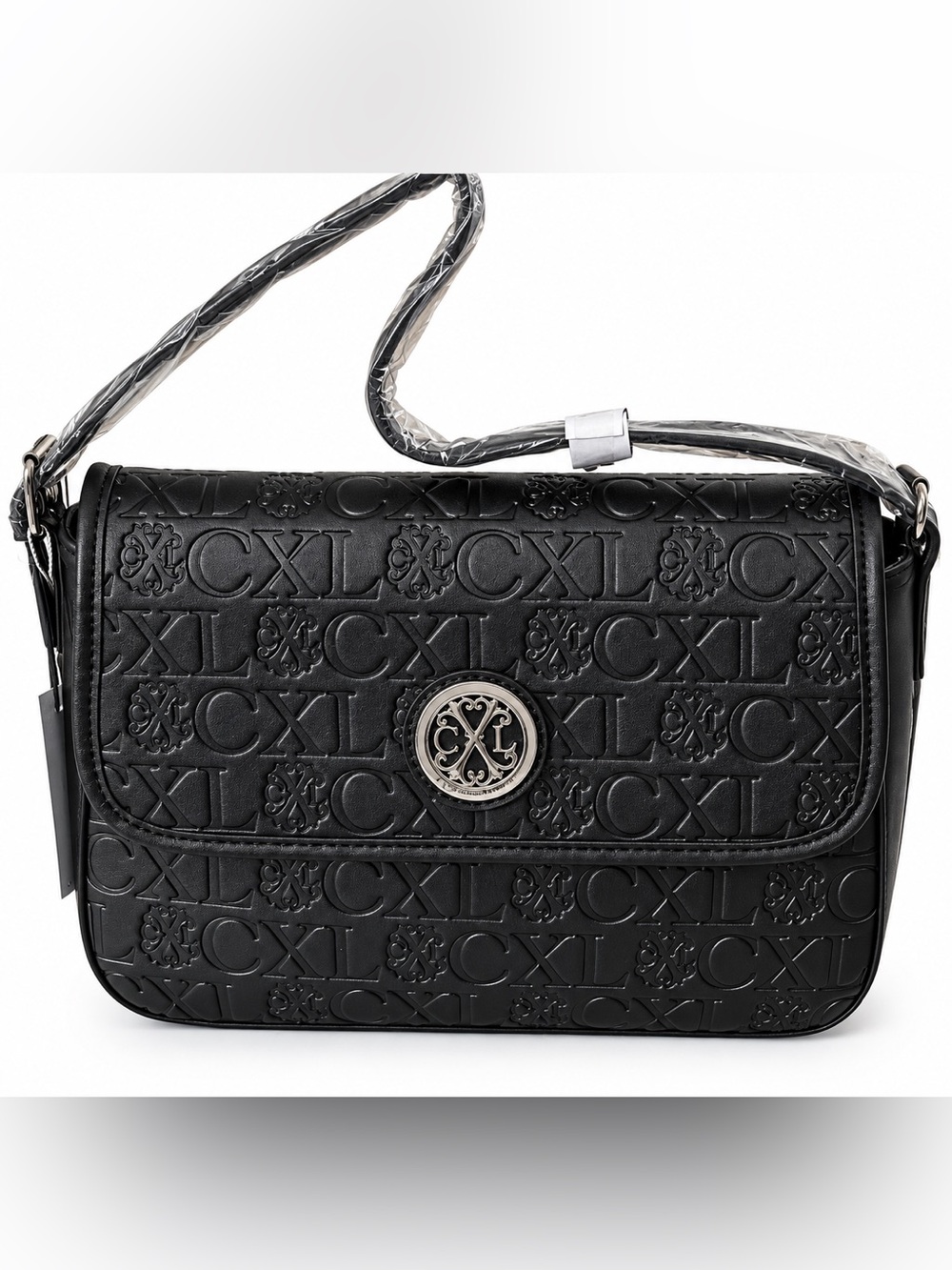CXL by Christian Lacroix‎ Black Embossed Shoulder Bag